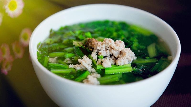 Canh rau cải ngọt thịt băm image